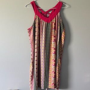Rose and Olive medium colorful tunic style tank blouse.